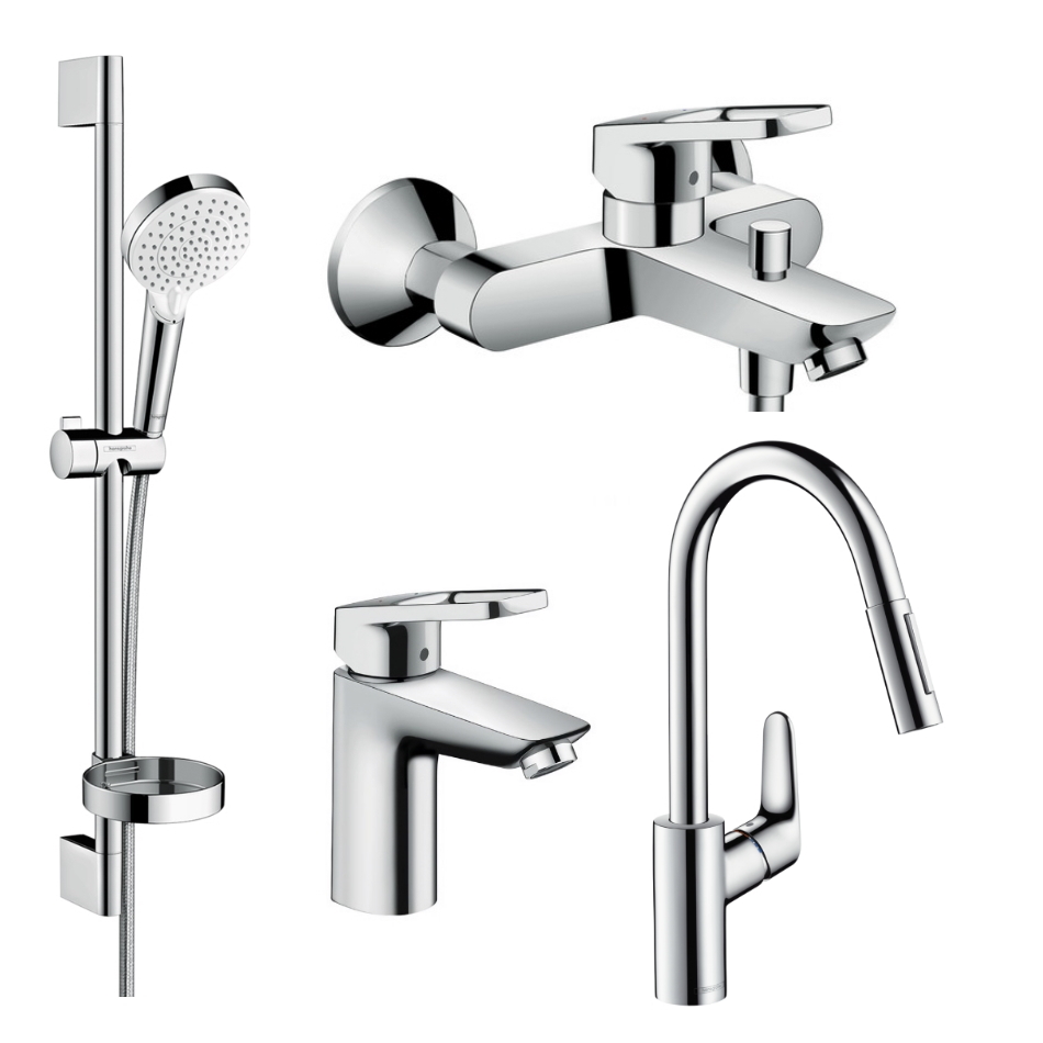 

Набор смесителей в ванную HANSGROHE LOGIS LOOP хром латунь 71151000+71244000+26553400+31815000 1252019