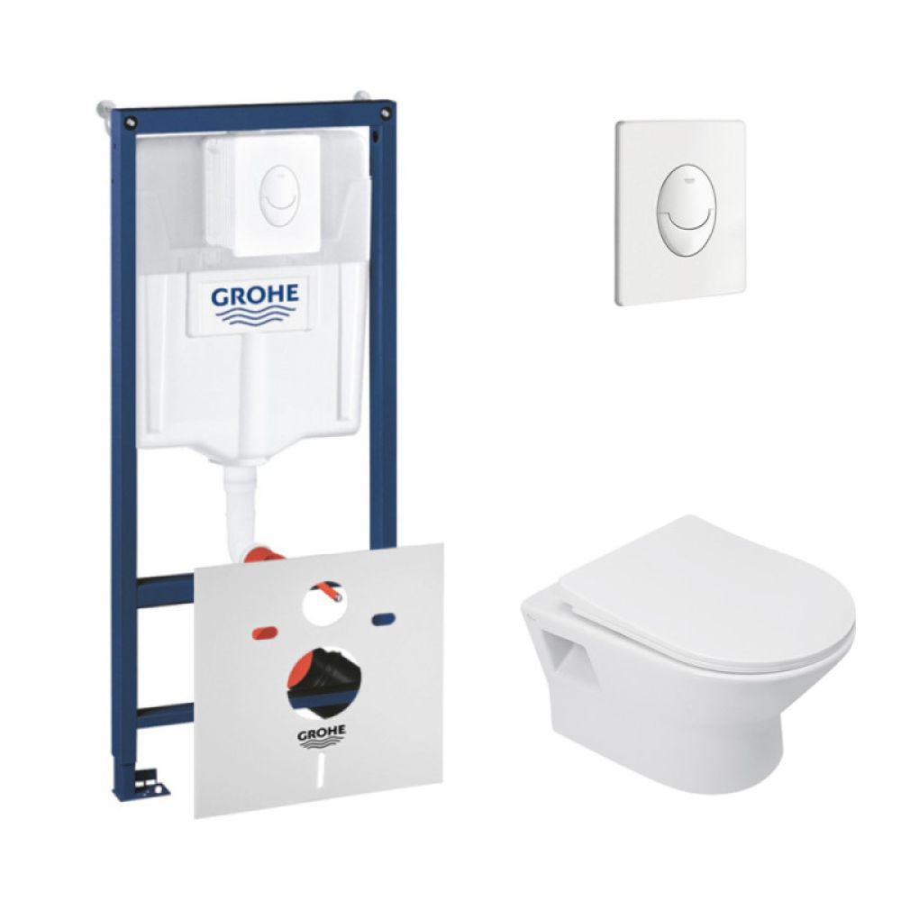 

Набор инсталляции GROHE Rapid SL кнопка белая безободковый унитаз Q-TAP с крышкой микролифт дюропласт 38722001QT0331159W