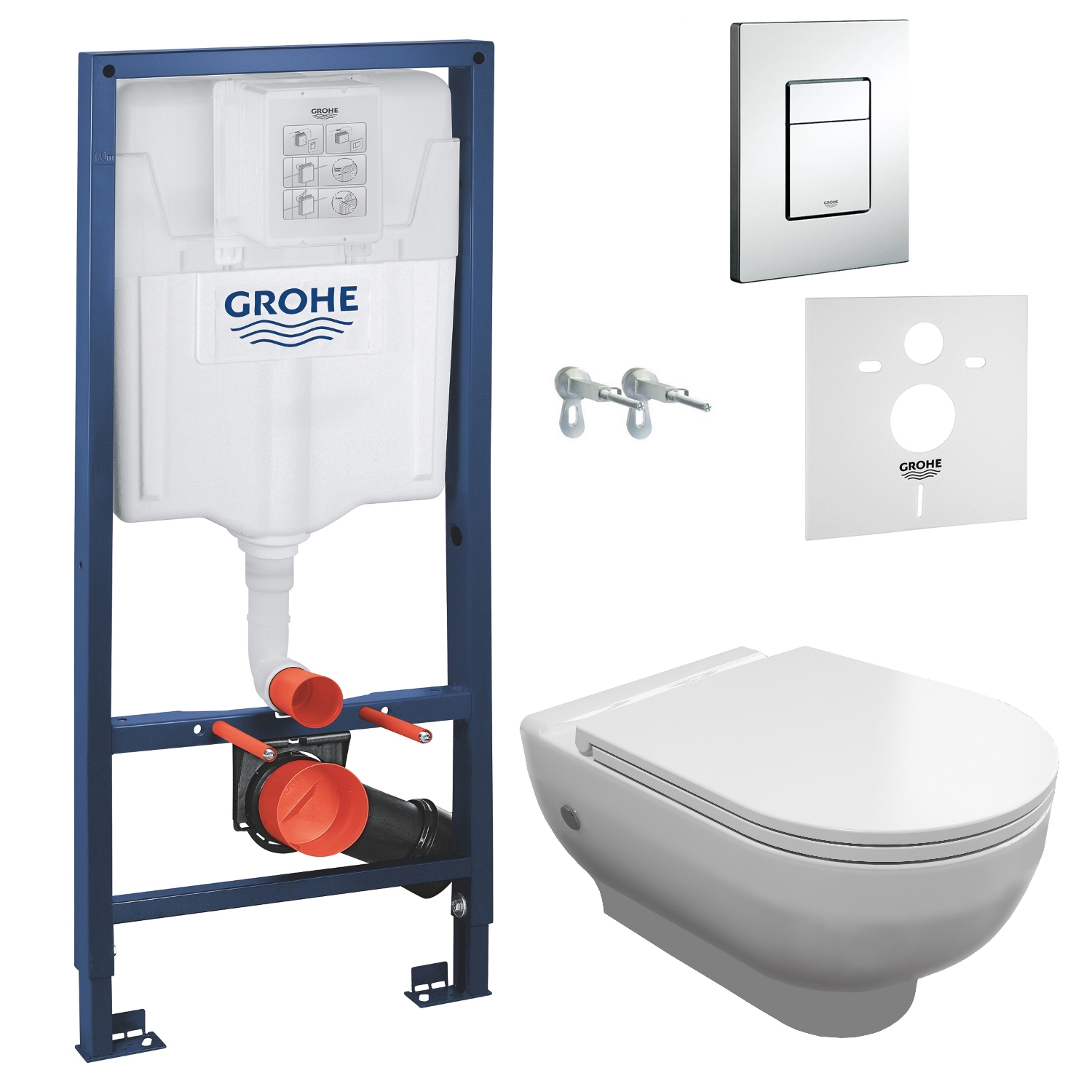 

Комплект инсталляции GROHE Rapid SL кнопка хром безободковый унитаз VOLLE с крышкой микролифт дюропласт 13-23-455+38772001+37131000