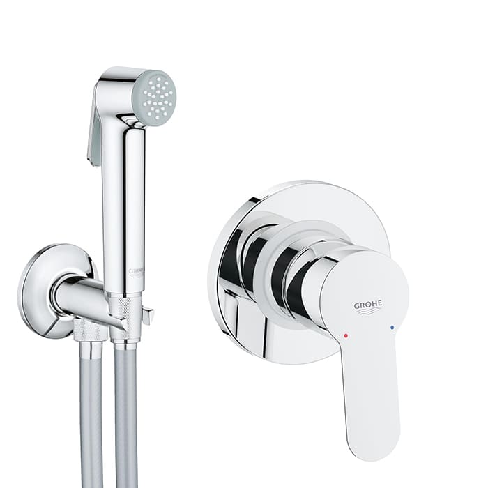 

Кран встроенный с гигиеническим душем GROHE BauEdge хром латунь 80мм 28343001