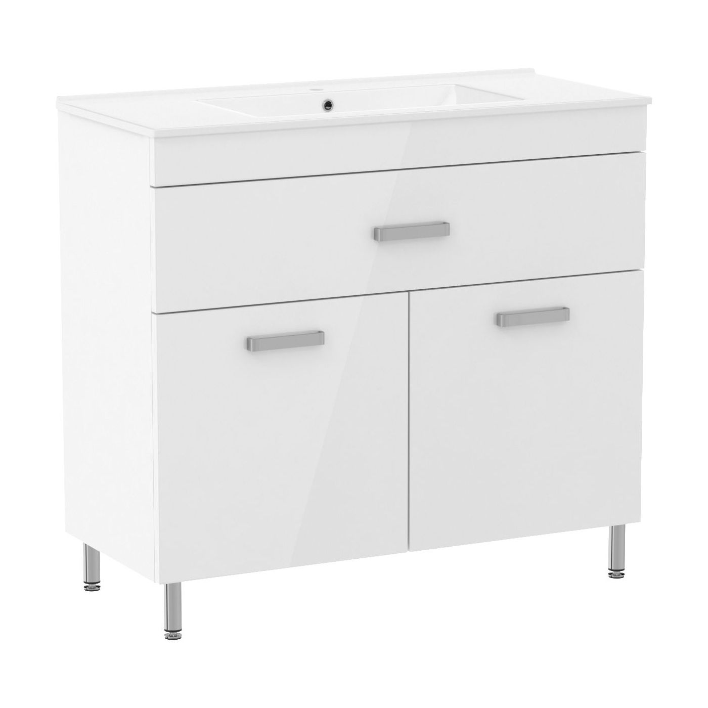 

Тумба с умывальником для ванны ROZZY JENORI VELUM 90x73x38.8см напольная белый RJ82900