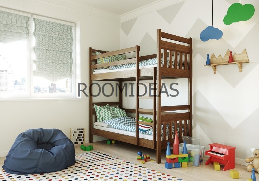 

Кровать Умка Массив Бук ЛЕВ Орех темный 90х190 см