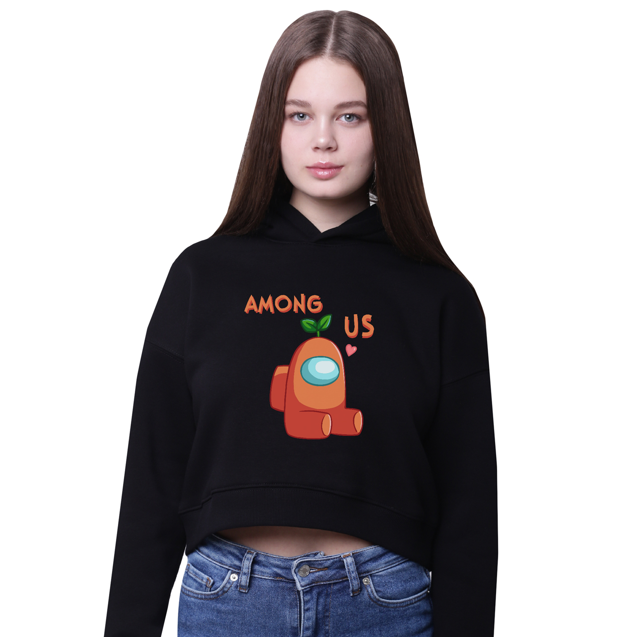 

Кроп-топ с капюшоном Амонг Ас Оранжевый (Among Us Orange) Черный (35961-2410-2) 128 см