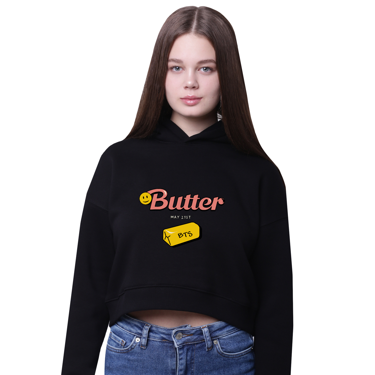 

Кроп-топ с капюшоном БТС (Butter BTS) Черный (35961-3257-10) 176 см