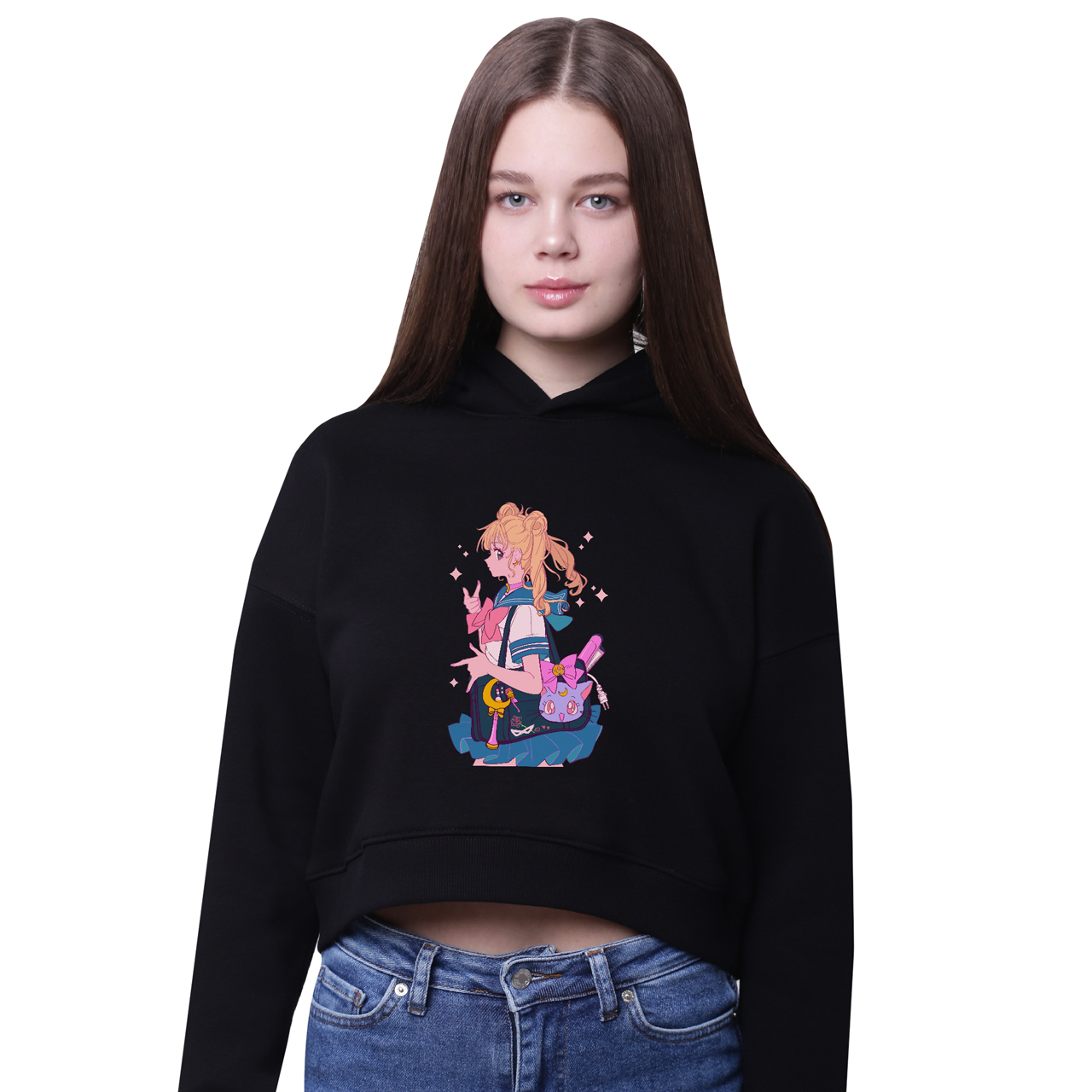 

Кроп-топ с капюшоном Сейлор Мун (Sailor Moon) Черный (35961-2910-4) 140 см
