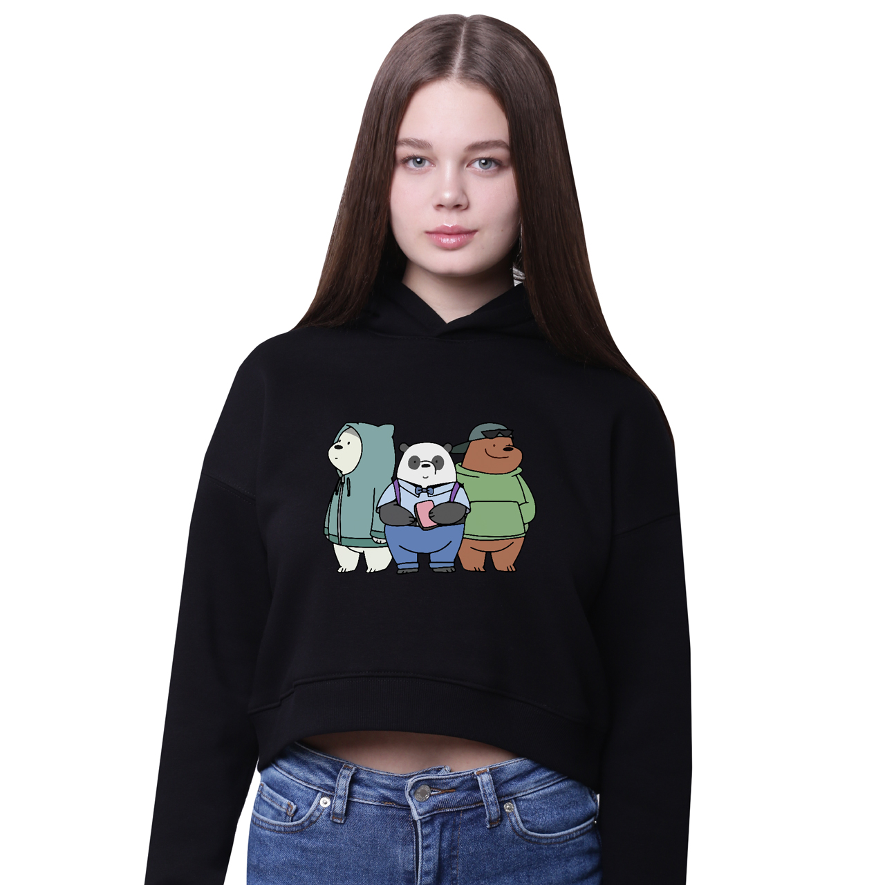 

Кроп-топ с капюшоном Вся правда о медведях (We Bare Bears) Черный (35961-2898-8) 164 см