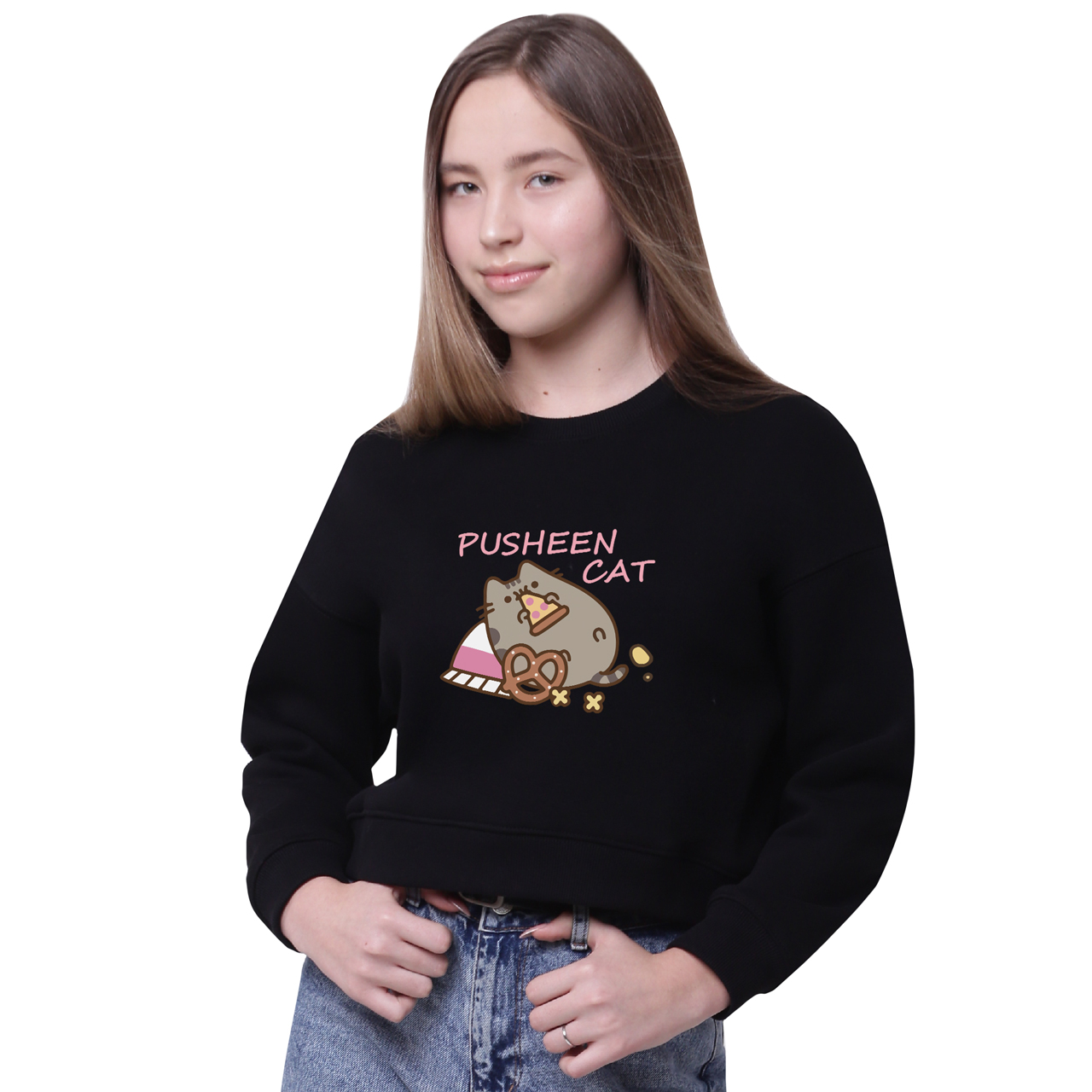 

Кроп-топ Кот Пушин (Pusheen Cat) Черный (35960-3347-4) 140 см