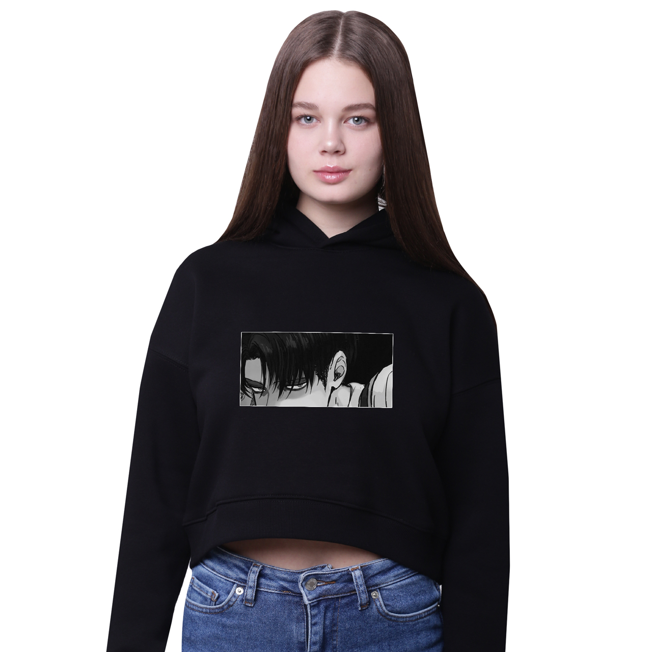

Кроп-топ с капюшоном Леви Аккерман Атака на титанов (Levi Ackerman Attack on Titan) Черный (35961-3049-3) 134 см
