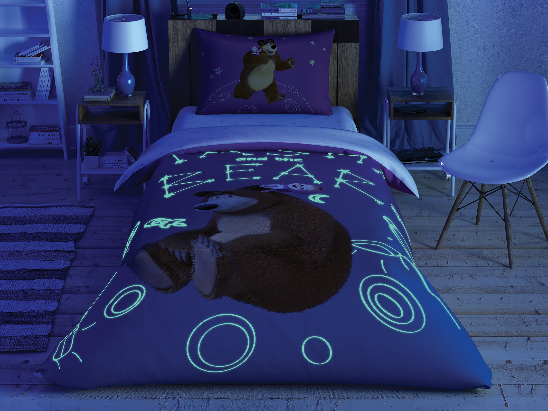 

Постільна білизна TAC Disney 160x220 см Masha and the Bear Galaxy