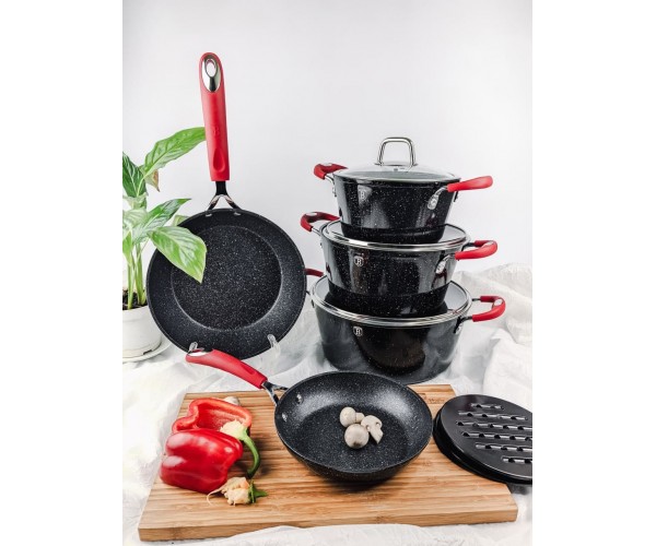 

Набор кухонной посуды 10 предметов Berlinger Haus из кованого алюминия Black Stone Touch Line BH-1166N