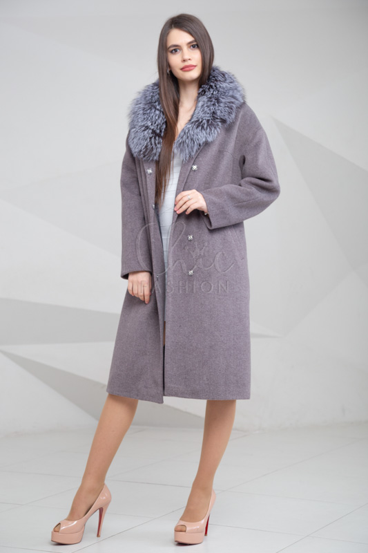 

Пальто альпака Chic fashion 48 серый 10914