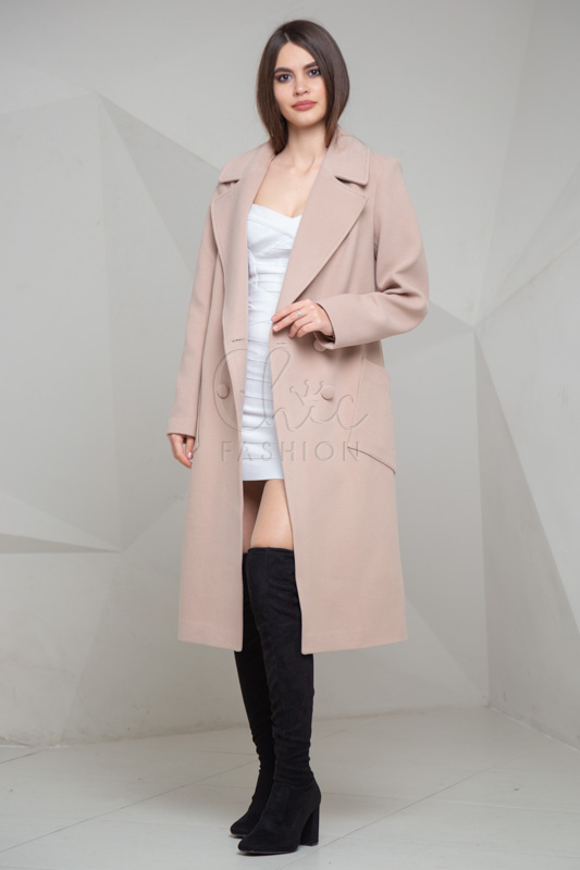 

Пальто кашемир Chic fashion 48 бежевый 9925