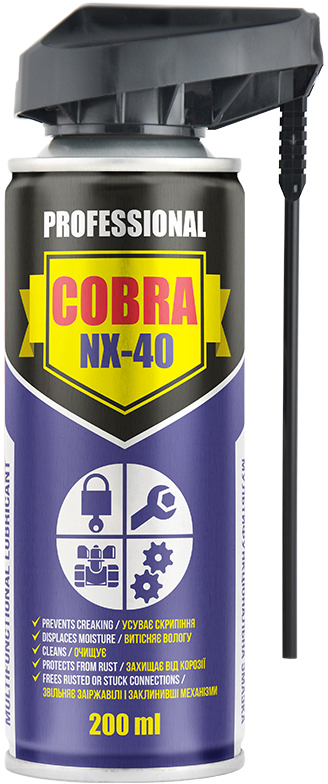 Смазка универсальная "wd-40"  cobra 450ml (nx-40) (с регулируемой трубочкой), PROFESSIONAL COBRA NX-40,450ml Спрей багатофункціональний, Nowax NX45600