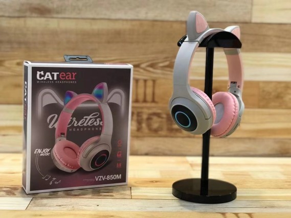 

Беспроводные Bluetooth наушники Cat Ear VZV-850M BLACKSMITH с ушками и LED подсветкой (Серый / Розовый)