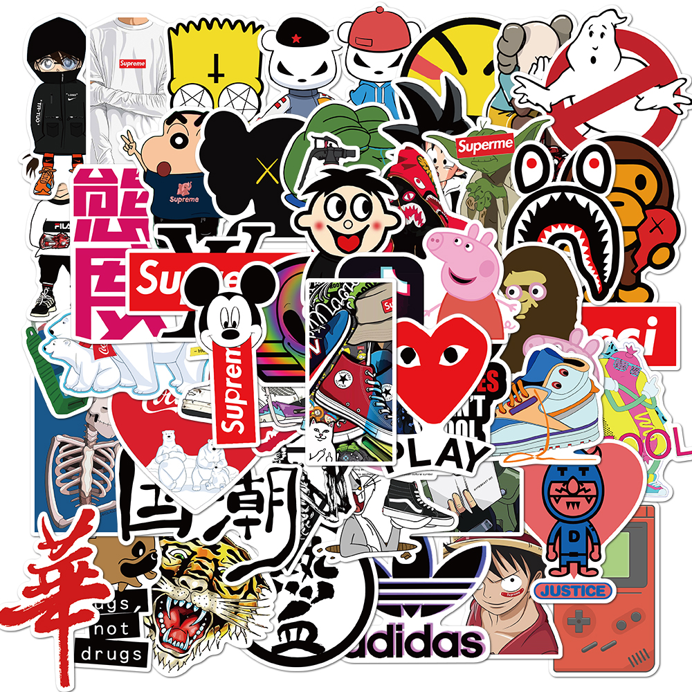 

Набор наклеек stickers Модные Бренды Хайп 50 шт. | Fashion Hype Brands - Водостойкие стикеры для оклеивания