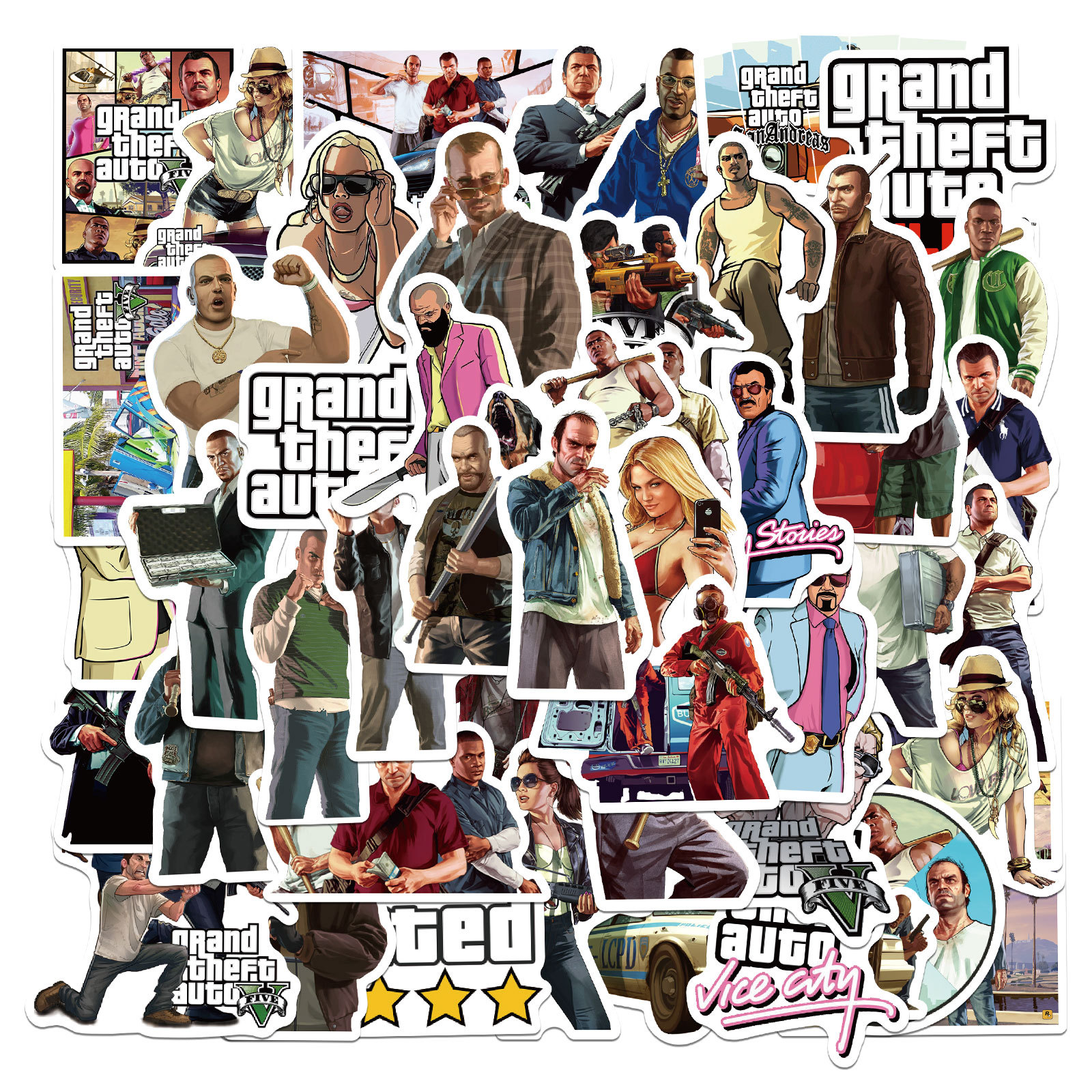 

Набор наклеек stickers GTA Grand Theft Auto, Gamer - 50 шт | ГТА , Геймер - Водостойкие стикеры для оклеивания