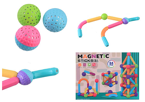 

Магнитный конструктор Magnetic sticks 64 детали AToys (158-13)