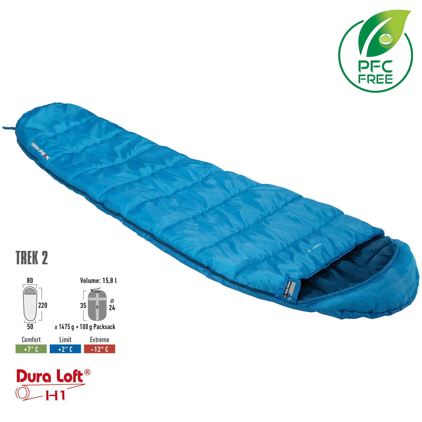 

Спальный мешок High Peak Trek 2/+2°C Blue/Dark Blue Left (23095)