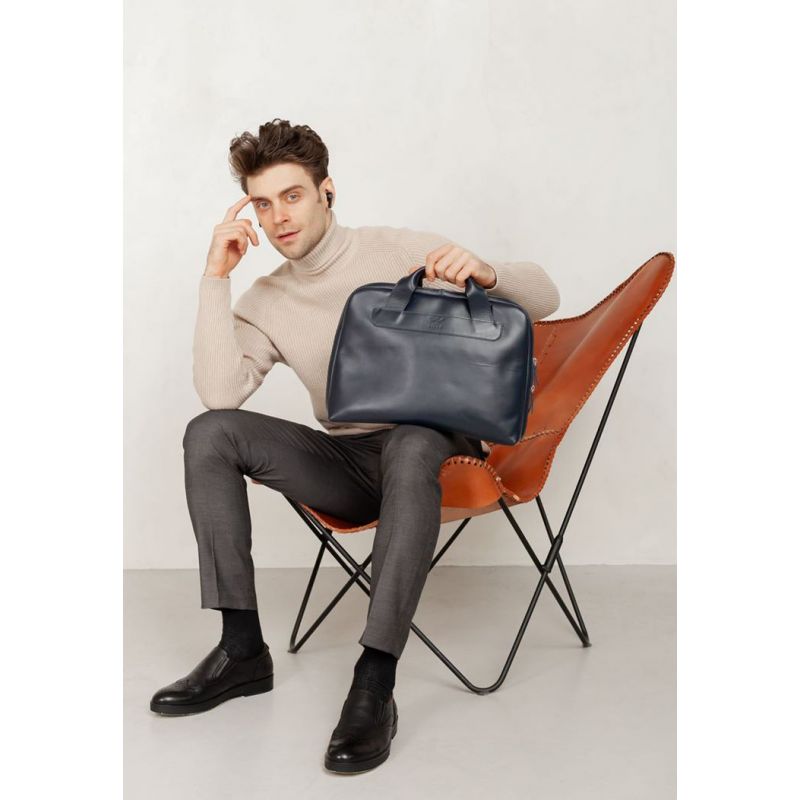 

Кожаная деловая сумка Attache Briefcase синий