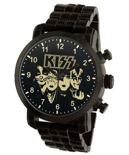 

Часы мужские наручные Kiss, Кисс, черные, кварцевые, часы на браслете, металл