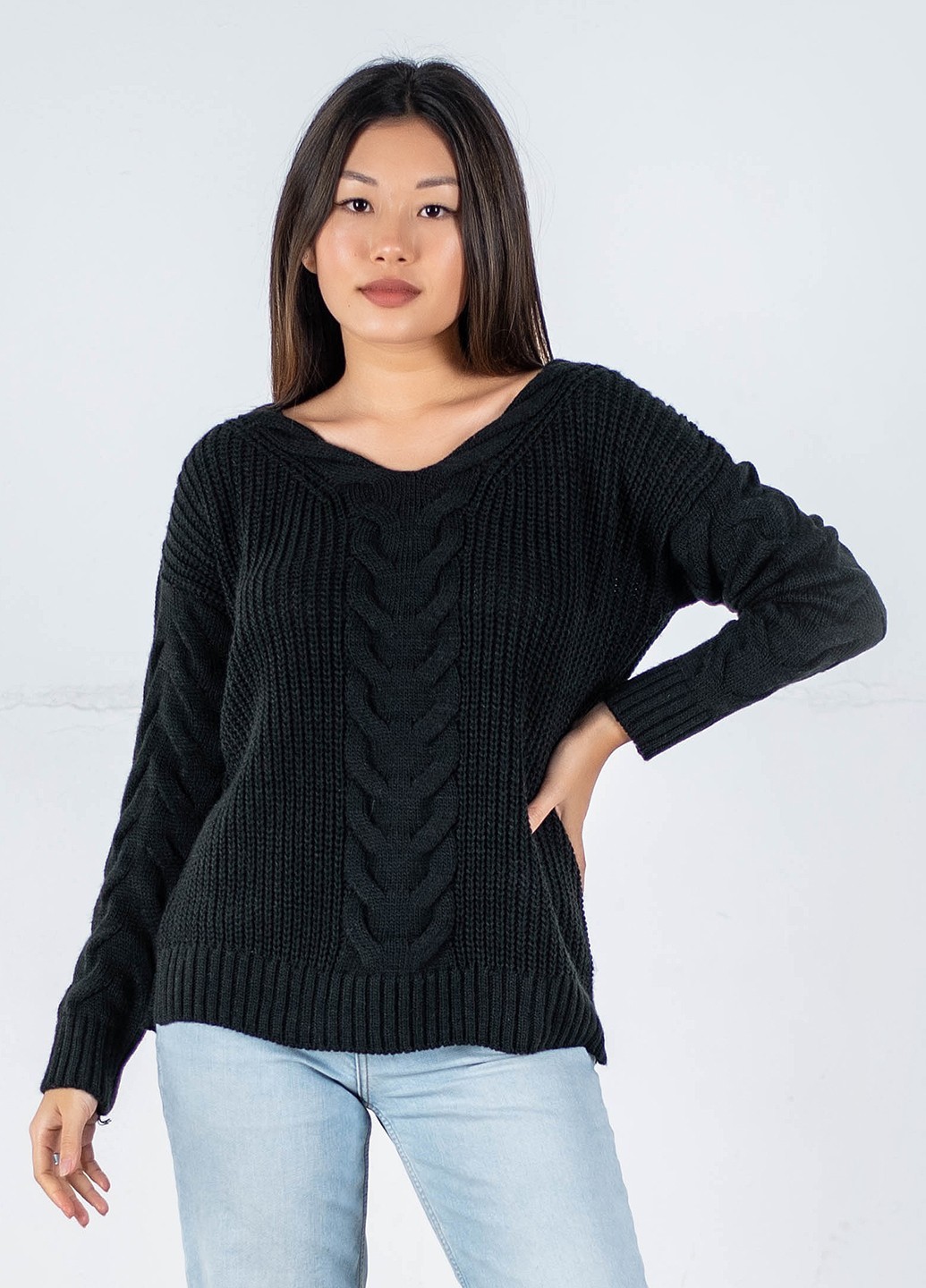 

Женский вязаный свитер "Ева" TM Anika SV10C06 Onesize черний