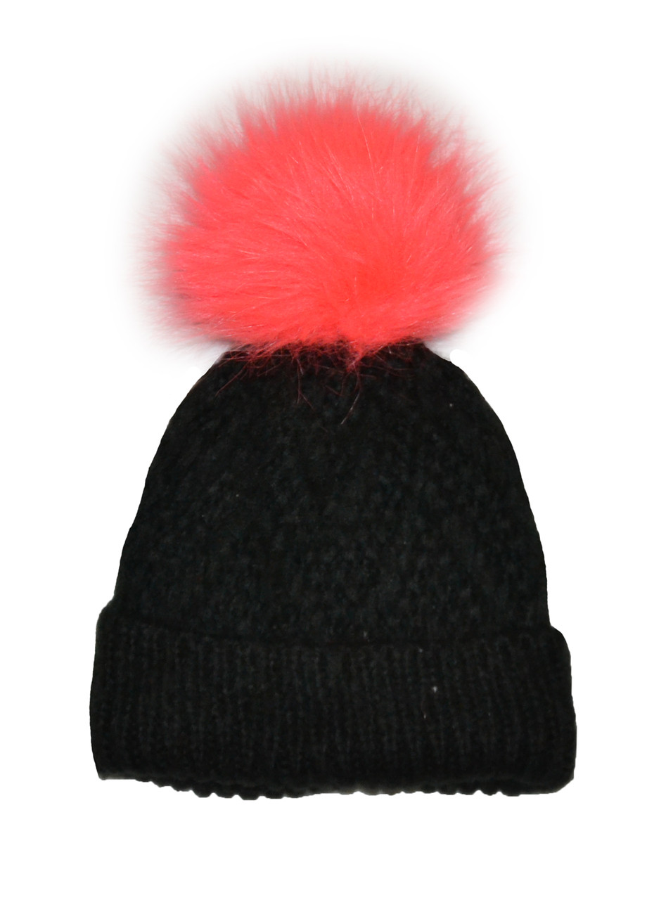 

Шапка детская для девочки с помпоном 48/50 черная