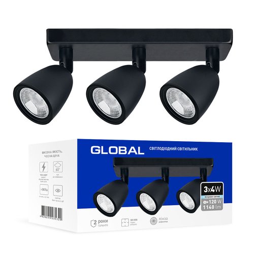 

Спот поворотный LED Global GSL-01S 4100K 12W черный (12038285)