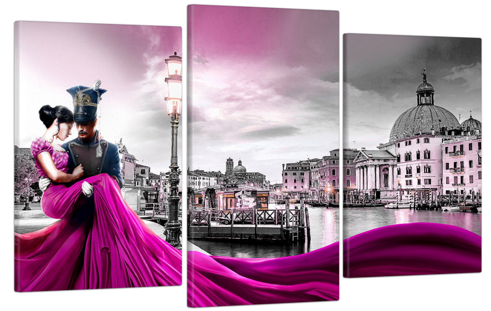 

Модульная картина в гостиную / спальню для интерьера "Романтическая пара в Венеции" 53x100 см MK30153_E