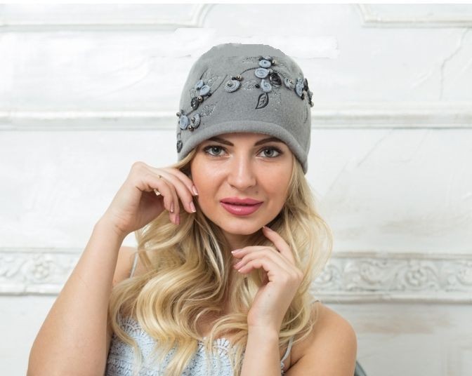 

Женская шерстяная шапочка Этьен цвет 308 серый