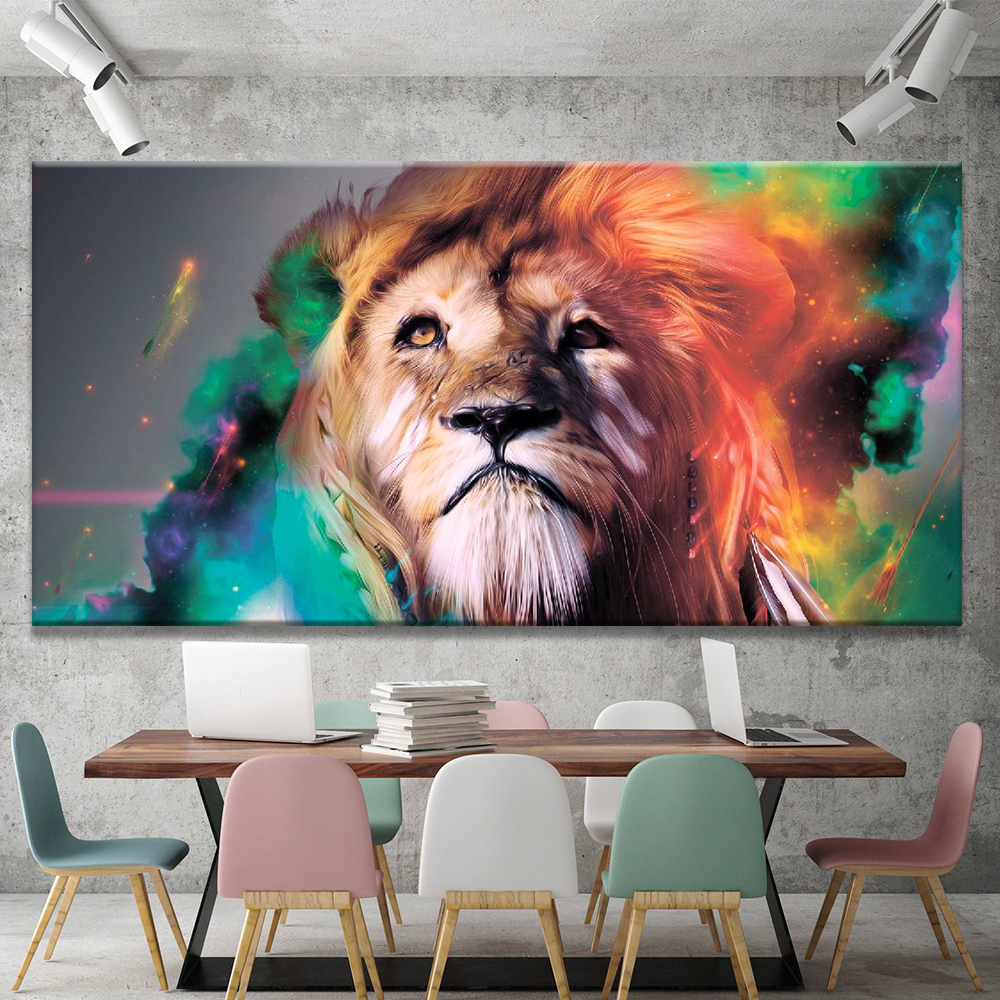 

Картина на холсте Животные Rainbow Lion 50х100 см.