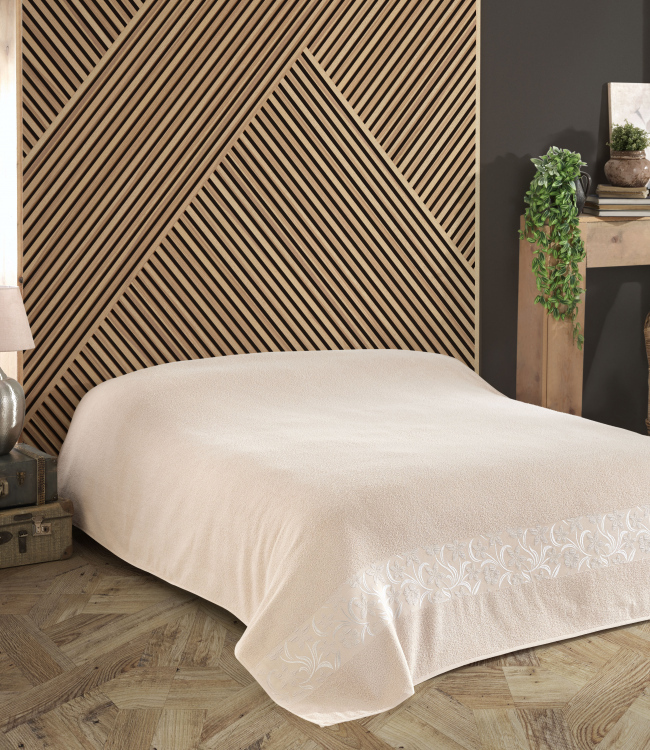 

Простынь-пике Gold Soft Life Daisy Махровая 160х220 см Пудровая (ts-02766)