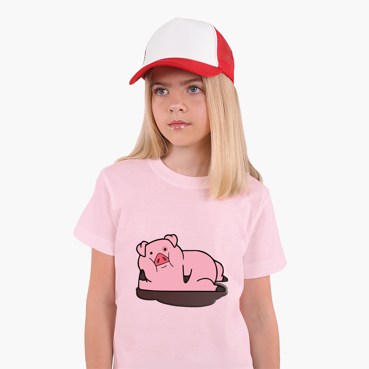 

Детская футболка для девочек Гравити Фолз Пухля (Gravity Falls Waddles) (25186-2626-27) 122-128 см Хлопок Розовый