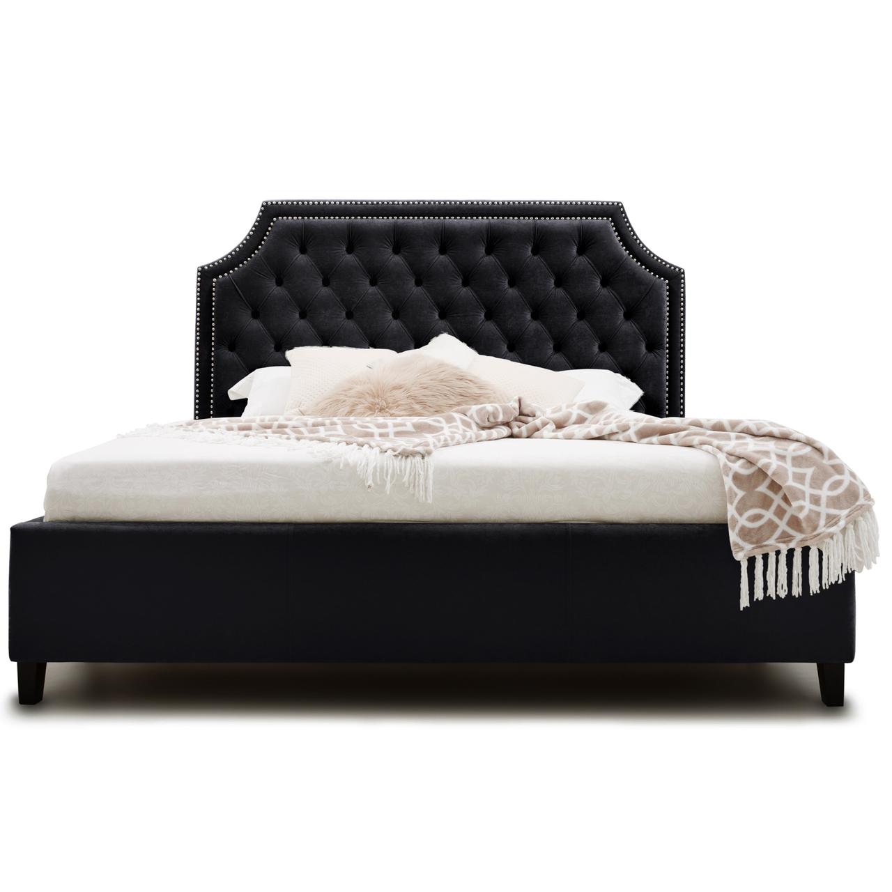 

Кровать двуспальная мягкая бархатная оббивка Carveli SIMONA 180*200 см Nero