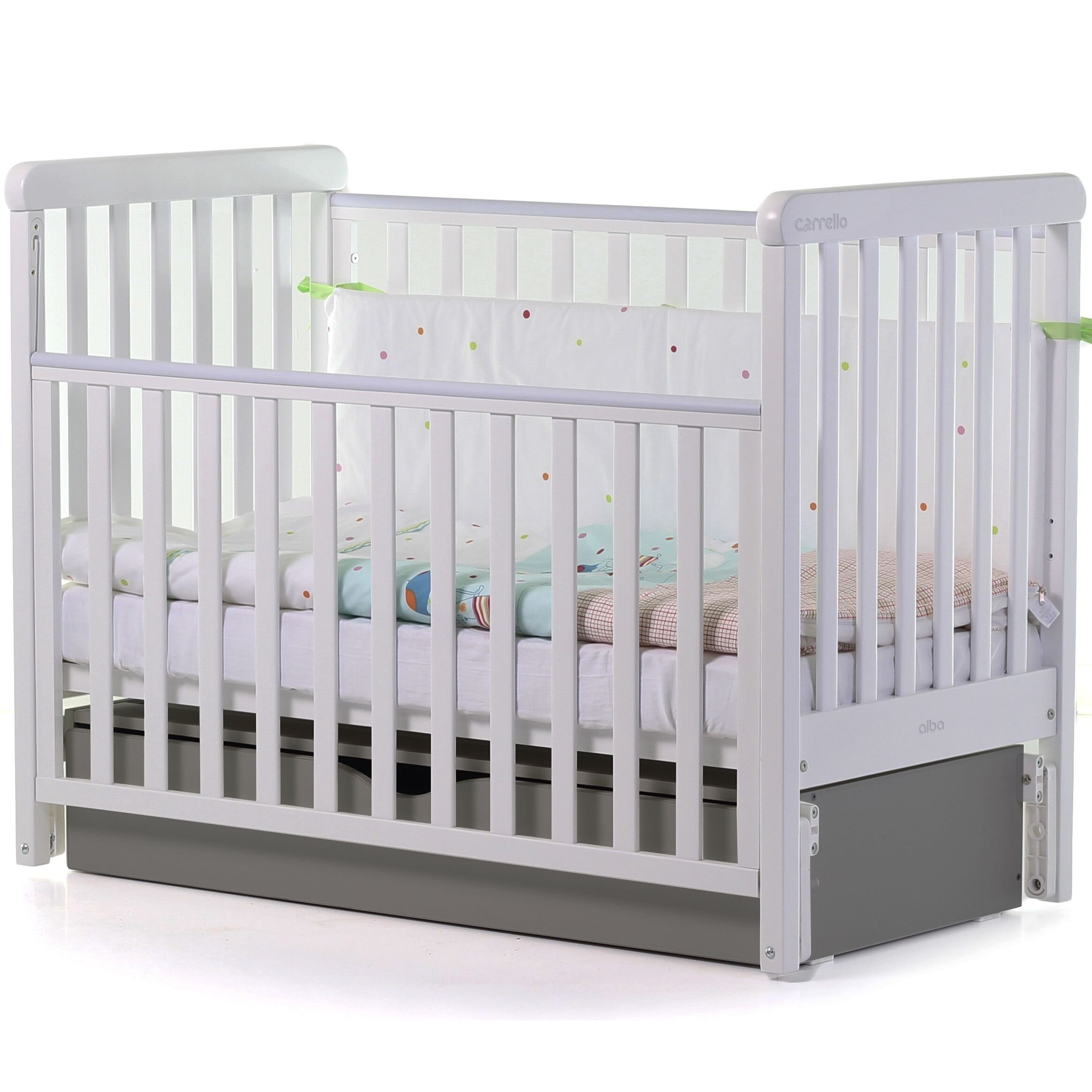 

Детская кроватка маятник с ящиком Carrello Alba White