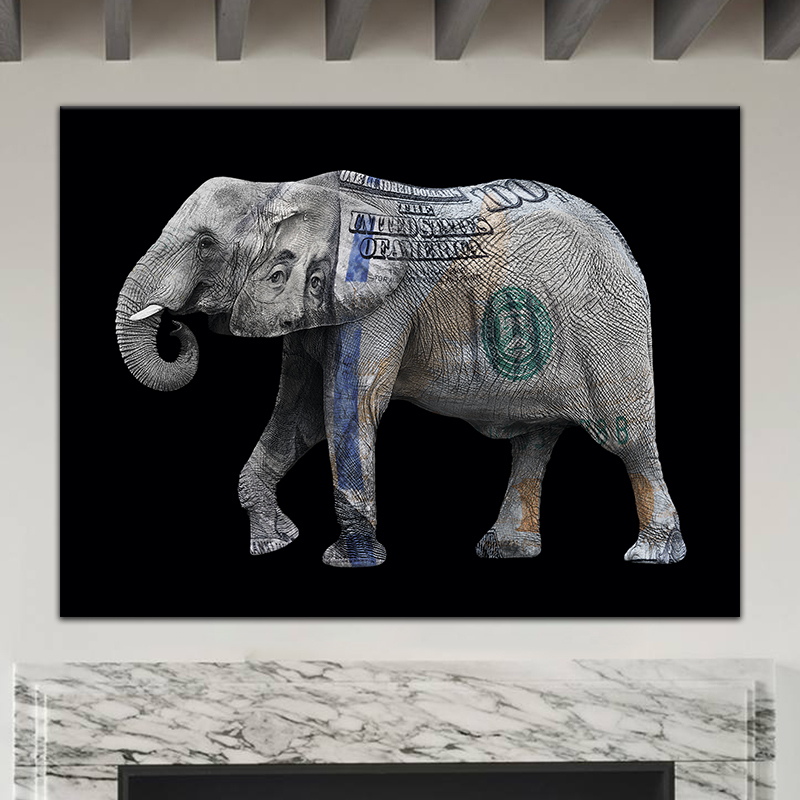 

Картина на холсте Деньги Money elephant 75х100 см.