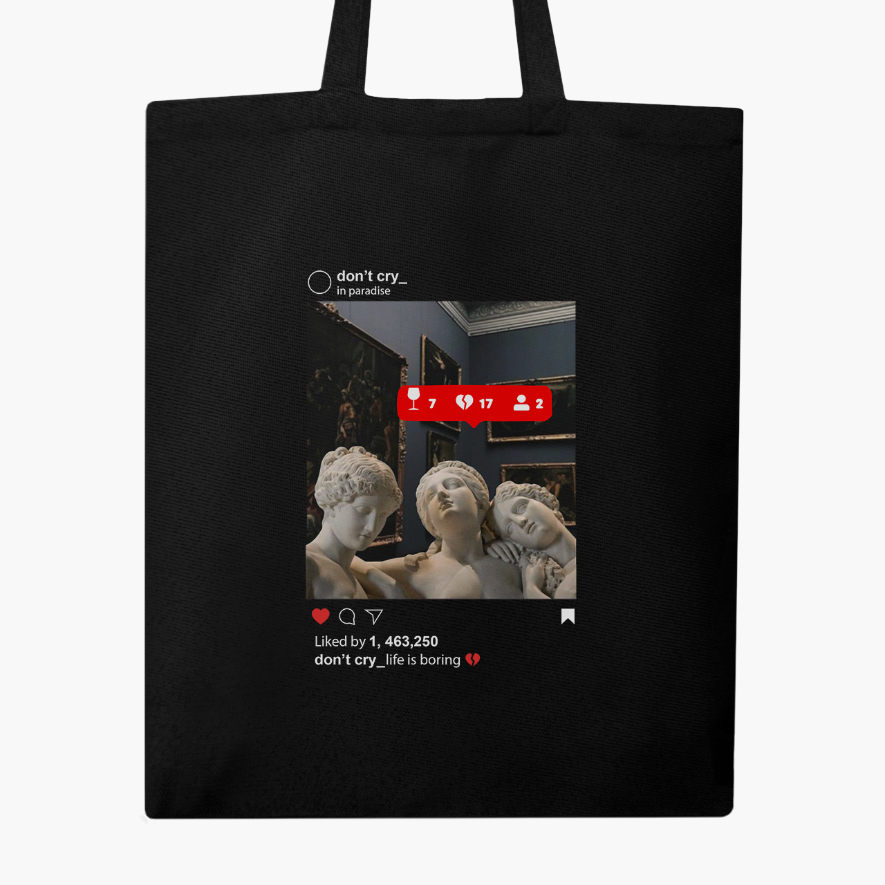 

Эко сумка шоппер Ренессанс-Скульптуры в Инстаграм (9227-1589) 41x35 см Черный