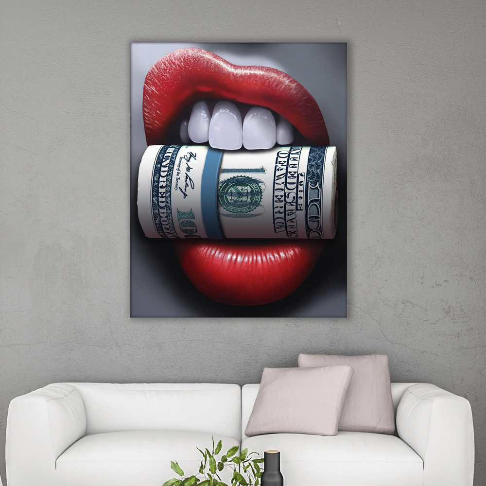 

Картина на холсте Деньги Money in the teeth 90х120 см.