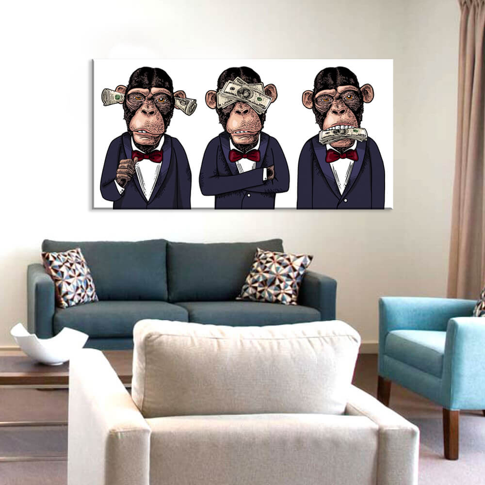 

Картина на холсте Урбан Арт Money monkeys 40х80 см.