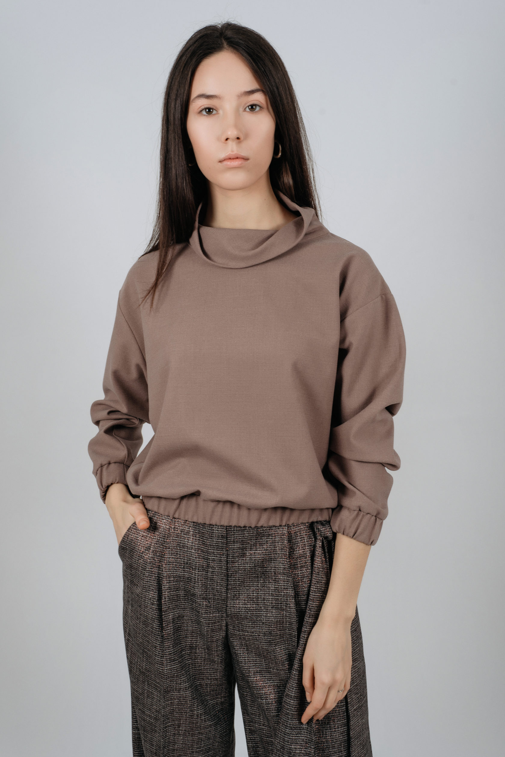 

Свитшот MON TAKIRA Свитшот на резинке XS Кофейный MTBL202