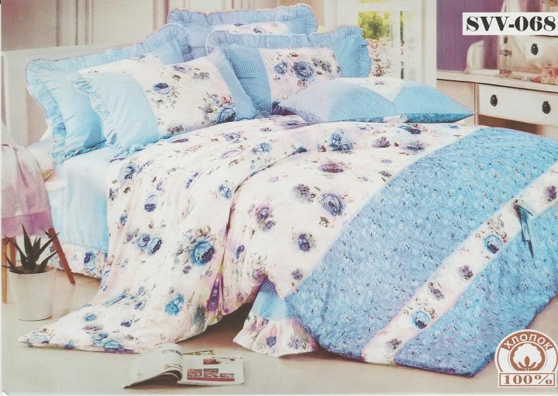 

Постельное белье комплект из Бязи "Цветочки голубые". Размер Полуторный, простынь на Резинке, для Евро подушки (TIR_2364-125 1.5/R-EP)