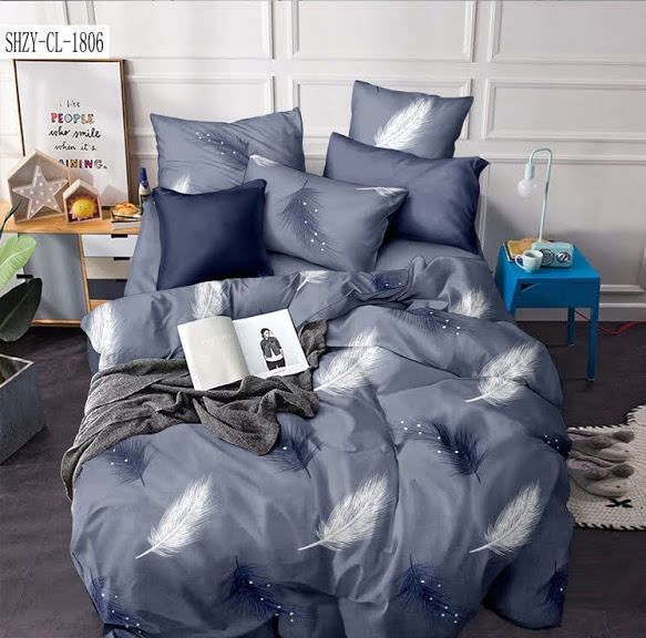 

Постельное белье комплект из Бязи "Перо синее". Размер Евро, для Евро подушки (TIR_2448-650 E-EP)