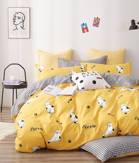 

Постельное белье комплект из Бязи "Котики на желтом". Размер Двуспальный макси, простынь на Резинке, для Евро подушки (TIR_2372-73 2M/R-EP)