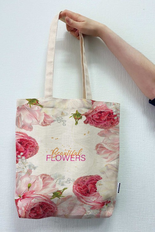 

Экосумка шоппер 4Profi "Beautiful Flowers", rose двунитка (хлопок) белая 24959