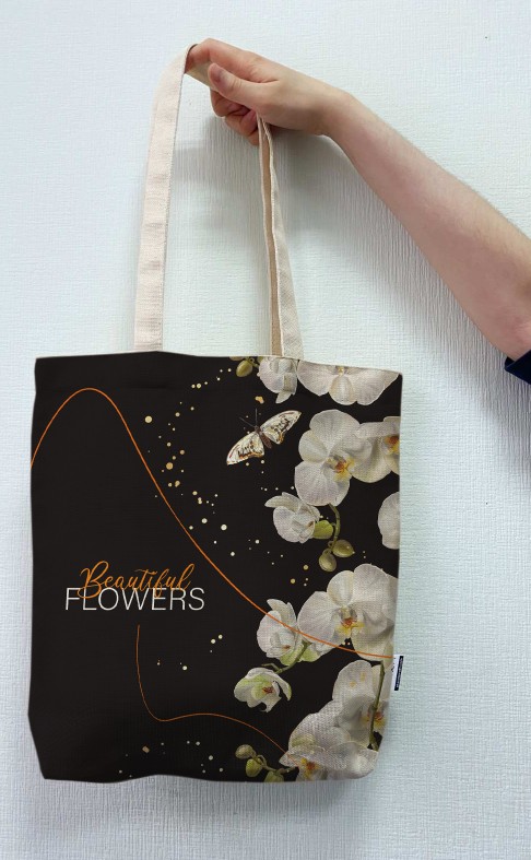 

Экосумка шоппер 4Profi "Beautiful Flowers", orchid двунитка (хлопок) белая 24942