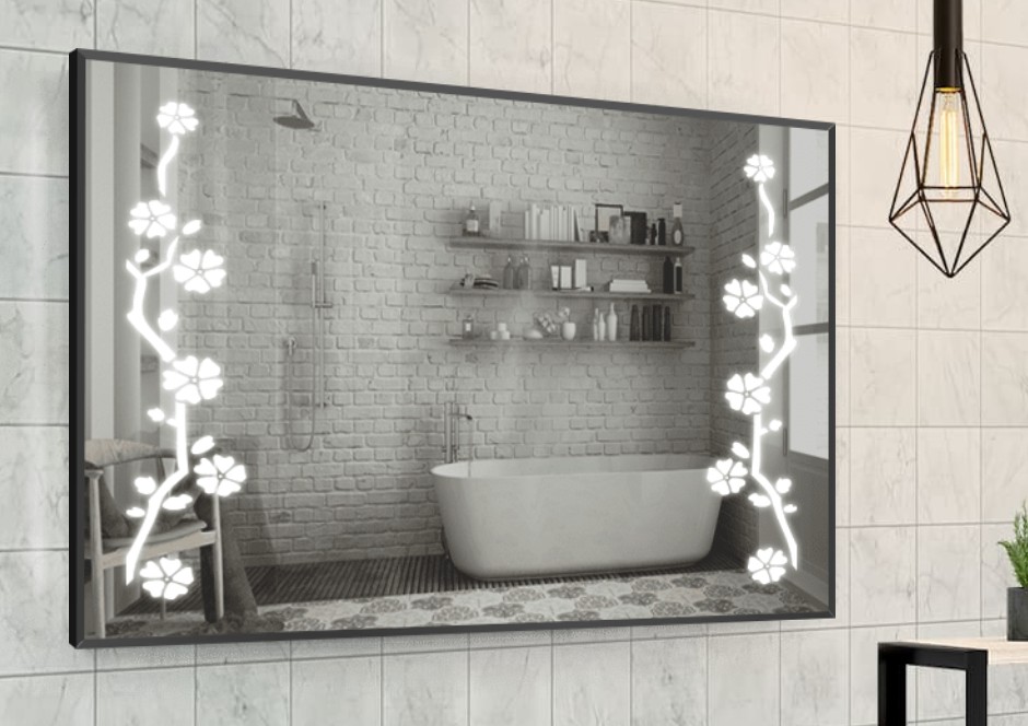 

Зеркало в алюминиевой раме c LED подсветкой Smart Mirror сенсорное Viterbo-R 80 x 90 см Прямоугольное