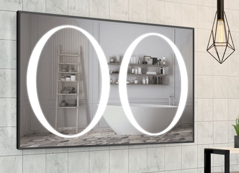 

Зеркало в алюминиевой раме c LED подсветкой Smart Mirror сенсорное Viareggio-R 80 x 90 см Прямоугольное