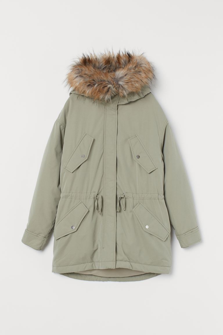 

Утепленная парка с капюшоном H&M  Светло-зеленый хаки, Утепленная парка с капюшоном H&M S Светло-зеленый хаки