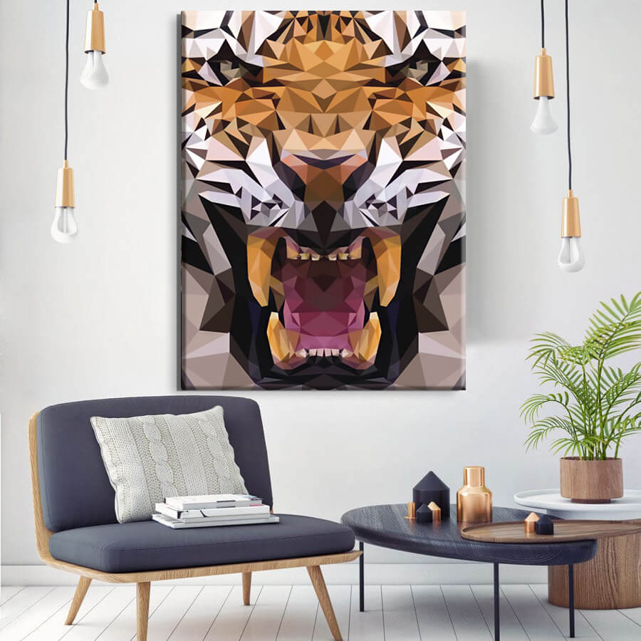 

Картина на холсте Животные Geometric Tiger 90х120 см.