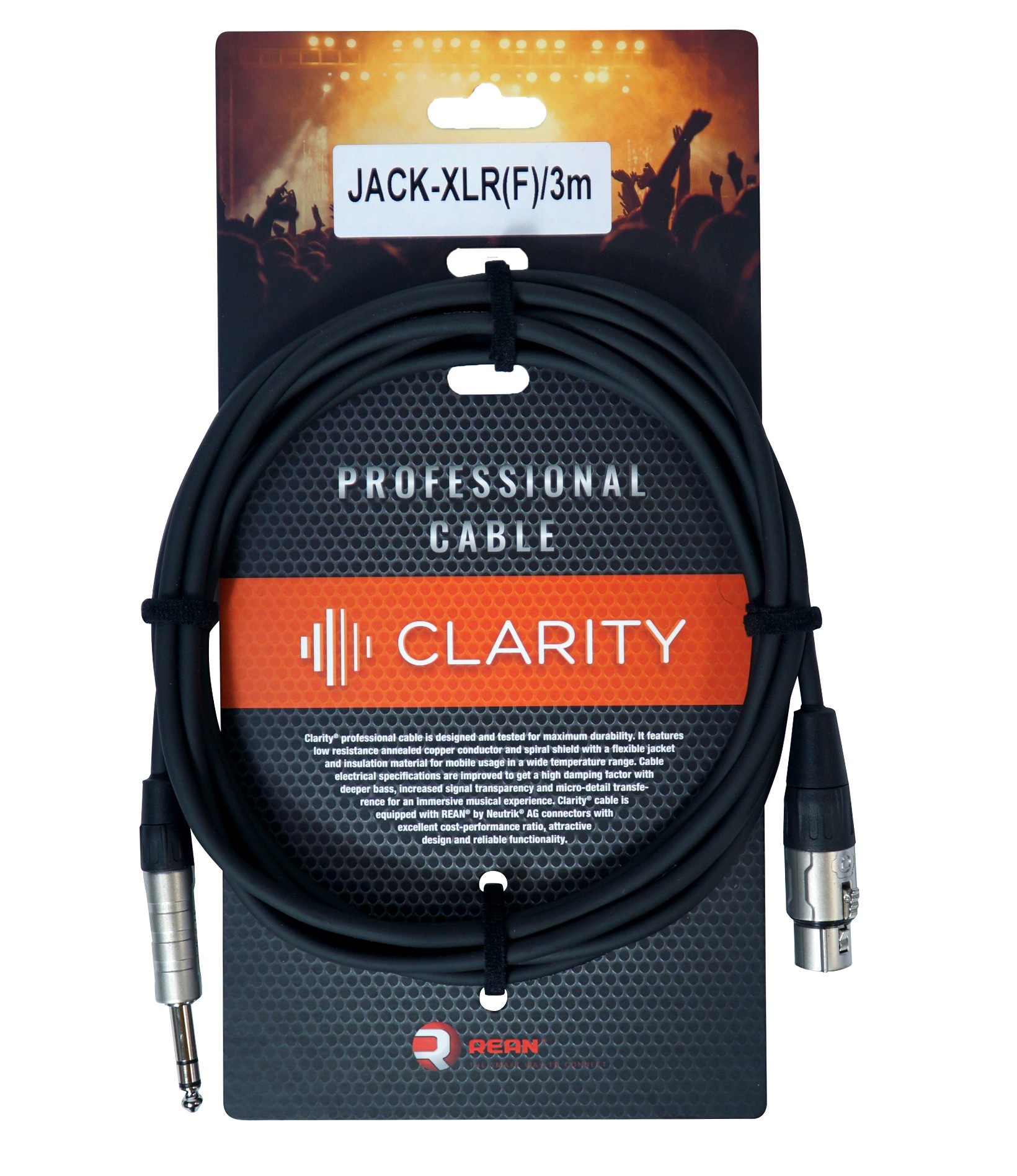 

Микрофонный кабель Clarity JACK-XLR(F)/3m
