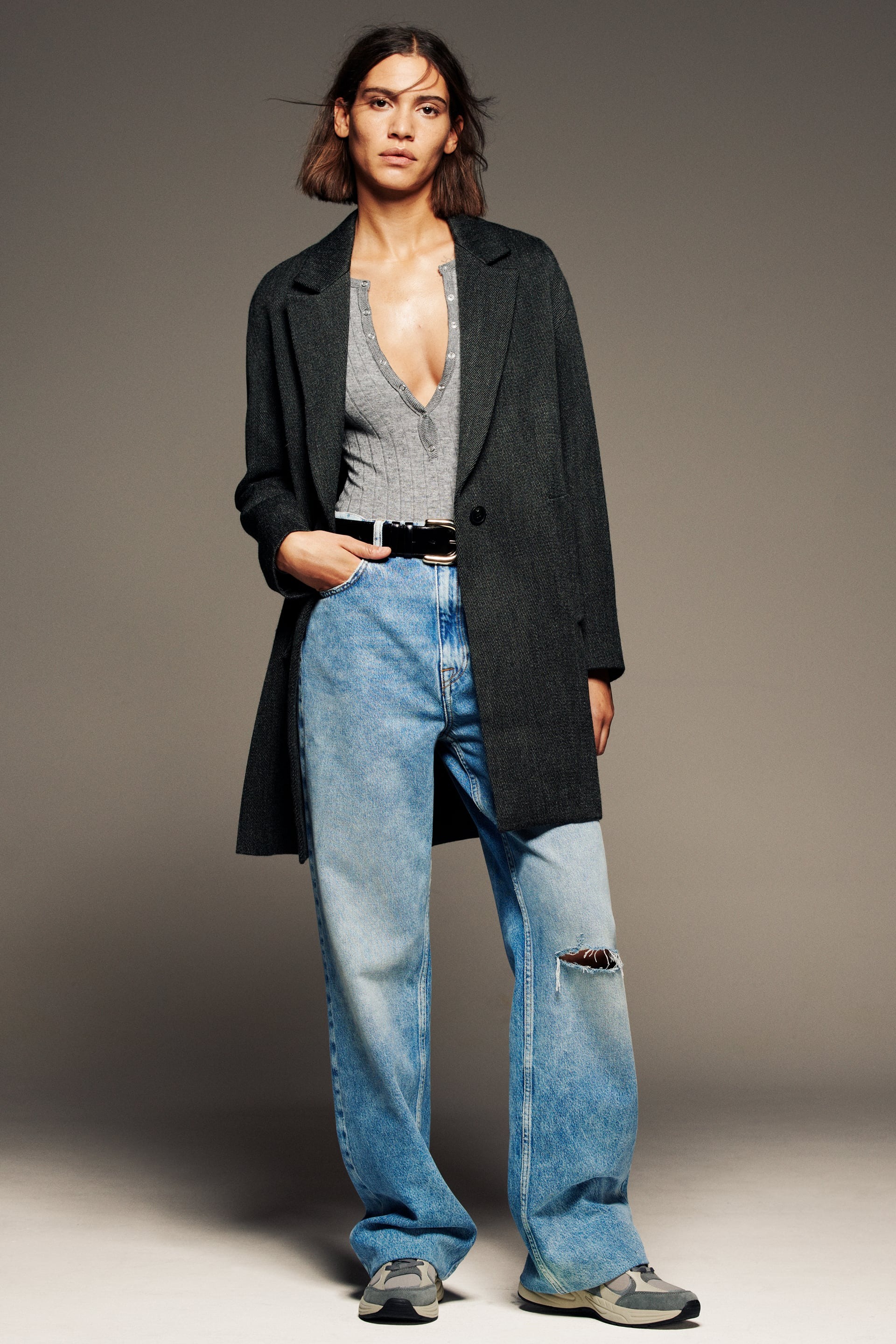 

Пальто Zara  темно серый 2761284803, Пальто Zara L темно серый 2761284803